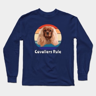 Retro Ruby Cavalier King Charles Spaniel Gifts Long Sleeve T-Shirt